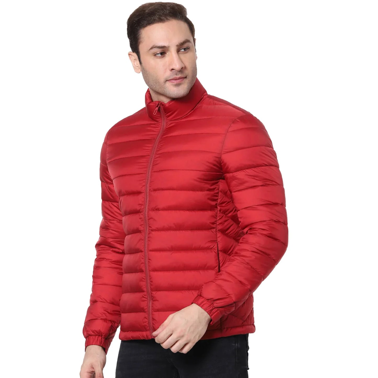 Red Solid Polyester Jacket