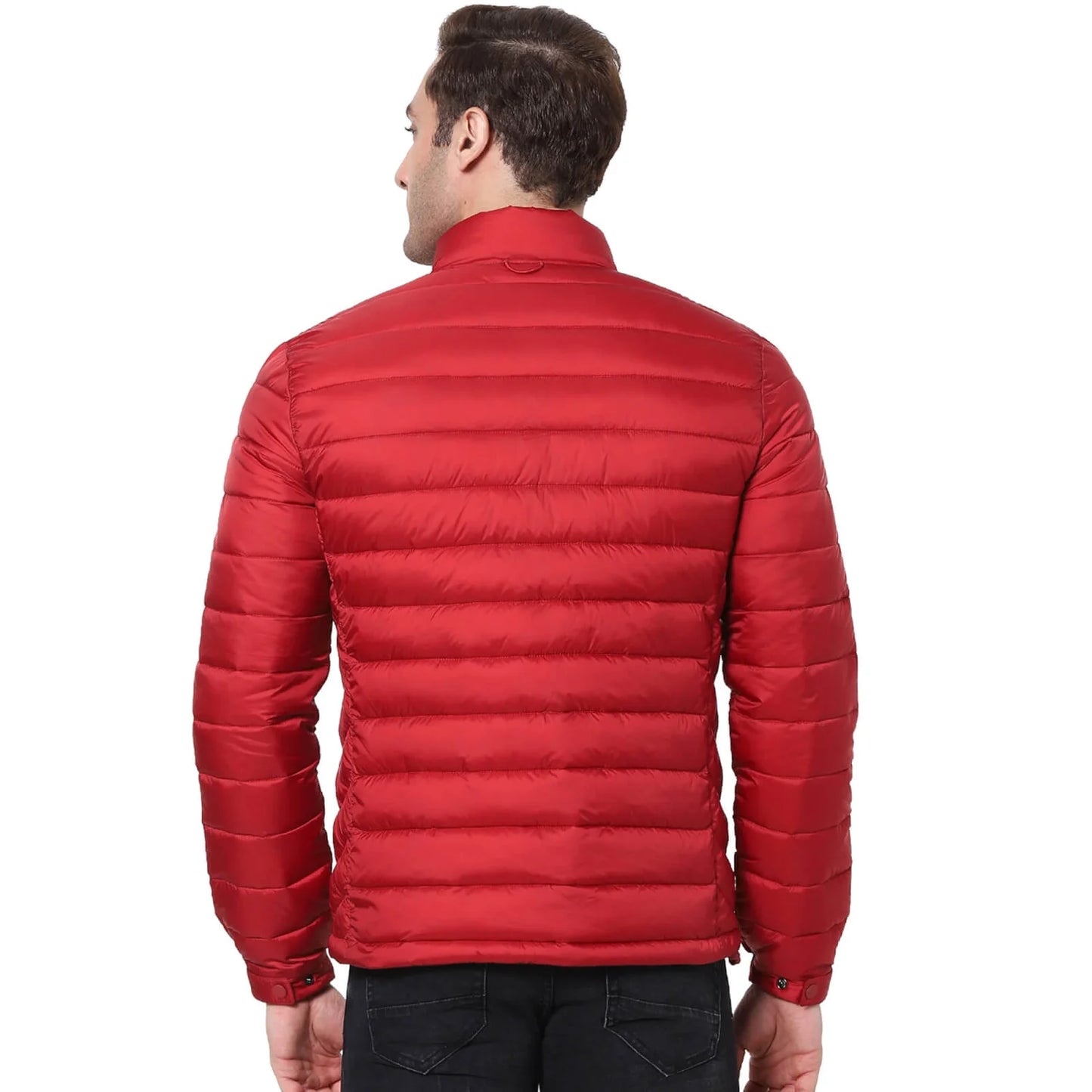 Red Solid Polyester Jacket