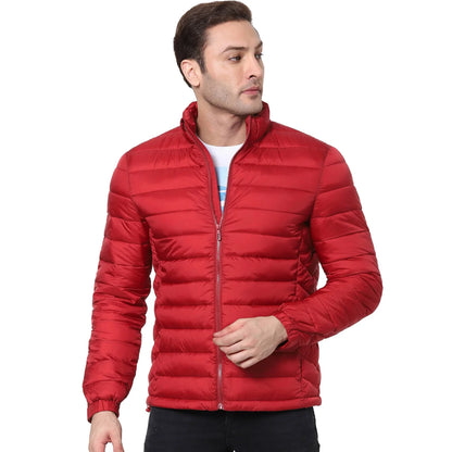 Red Solid Polyester Jacket