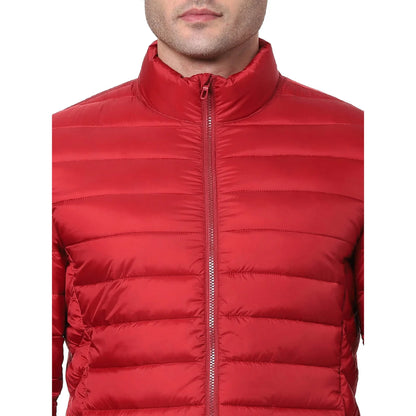 Red Solid Polyester Jacket