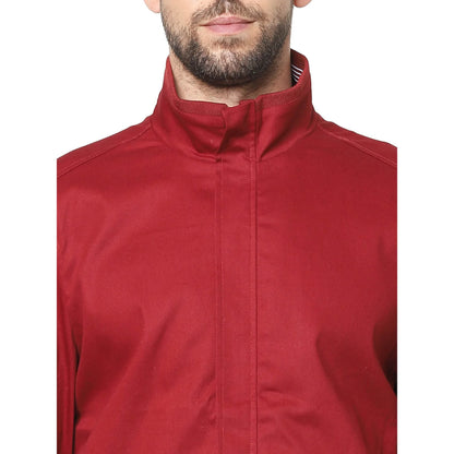 Red Solid Cotton Jacket