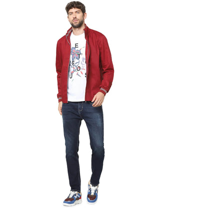 Red Solid Cotton Jacket