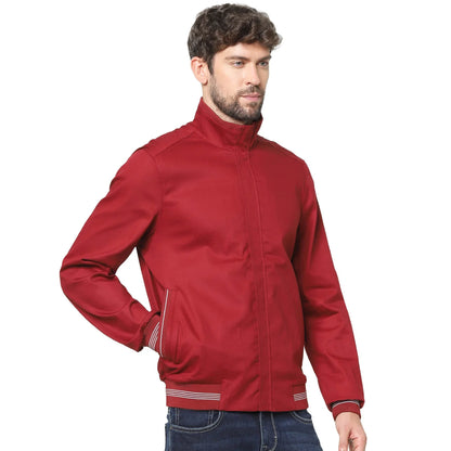 Red Solid Cotton Jacket