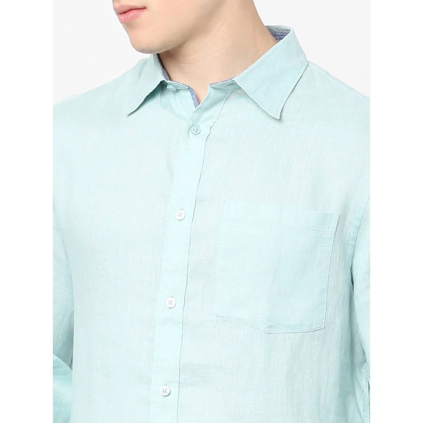 Green Solid Linen Shirt