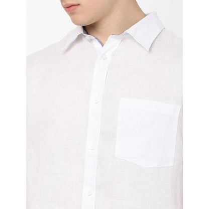 White Solid Linen Shirt