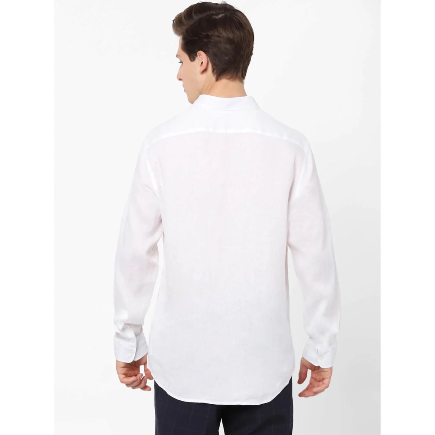 White Solid Linen Shirt