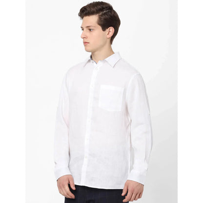 White Solid Linen Formal Shirt