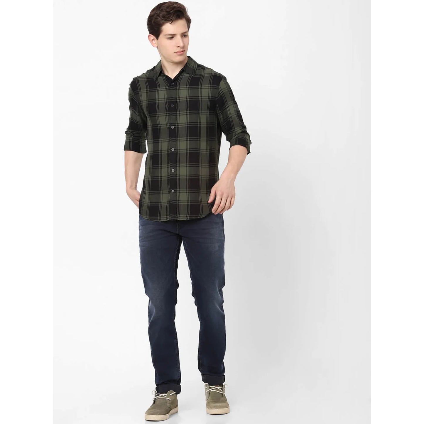 Green Checks Viscose Shirt