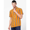 Celio* Striped Regular Fit Viscose Mustard Shirt
