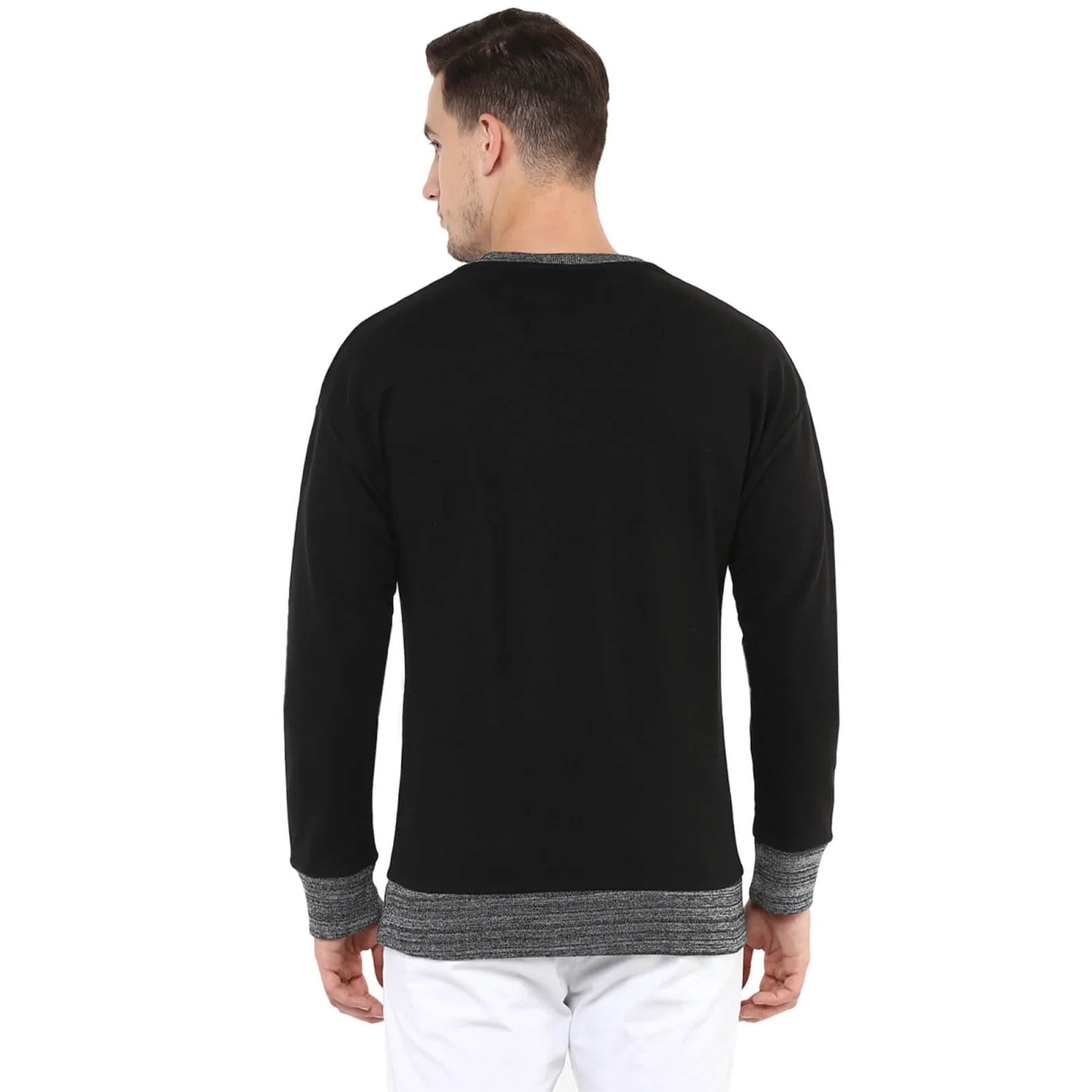 Black Solid Cotton Sweatshirt