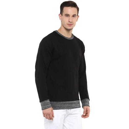 Black Solid Cotton Sweatshirt