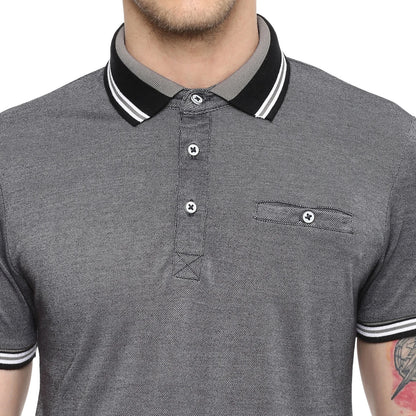 Grey Melange Polycotton Polo