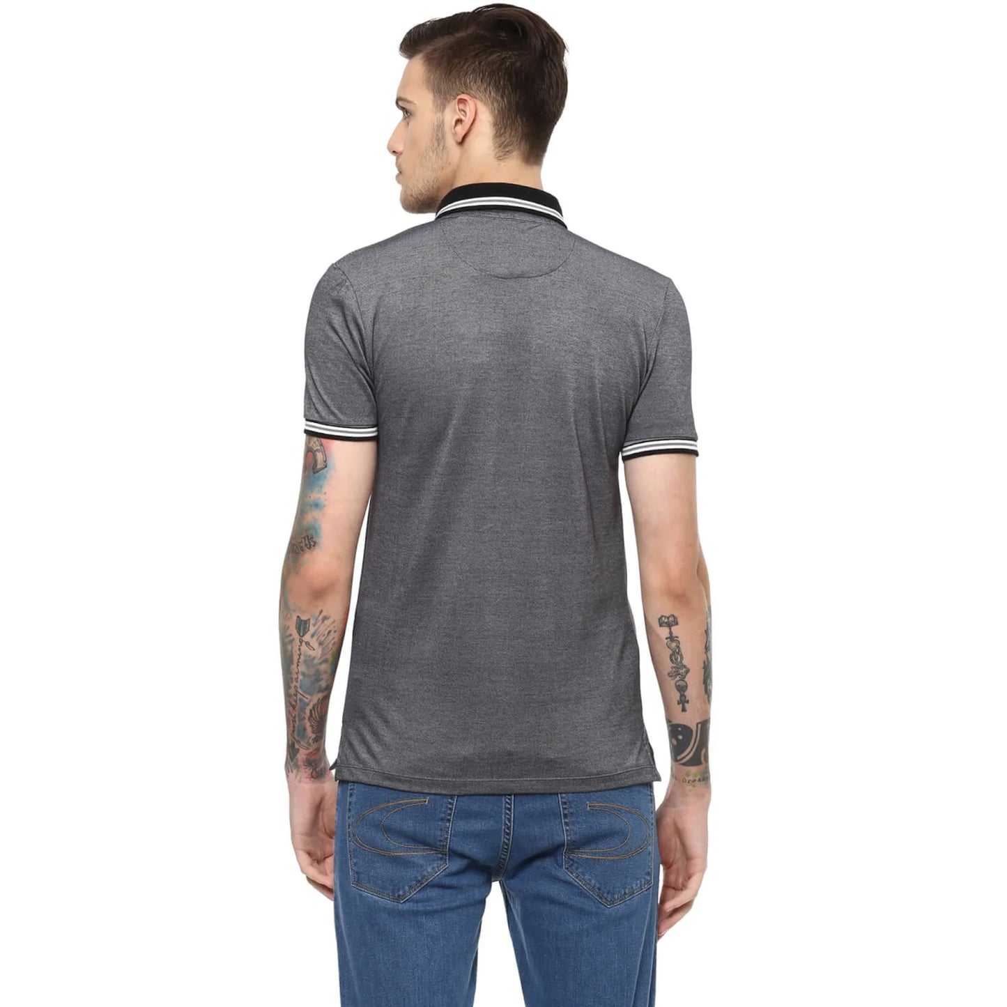 Grey Melange Polycotton Polo