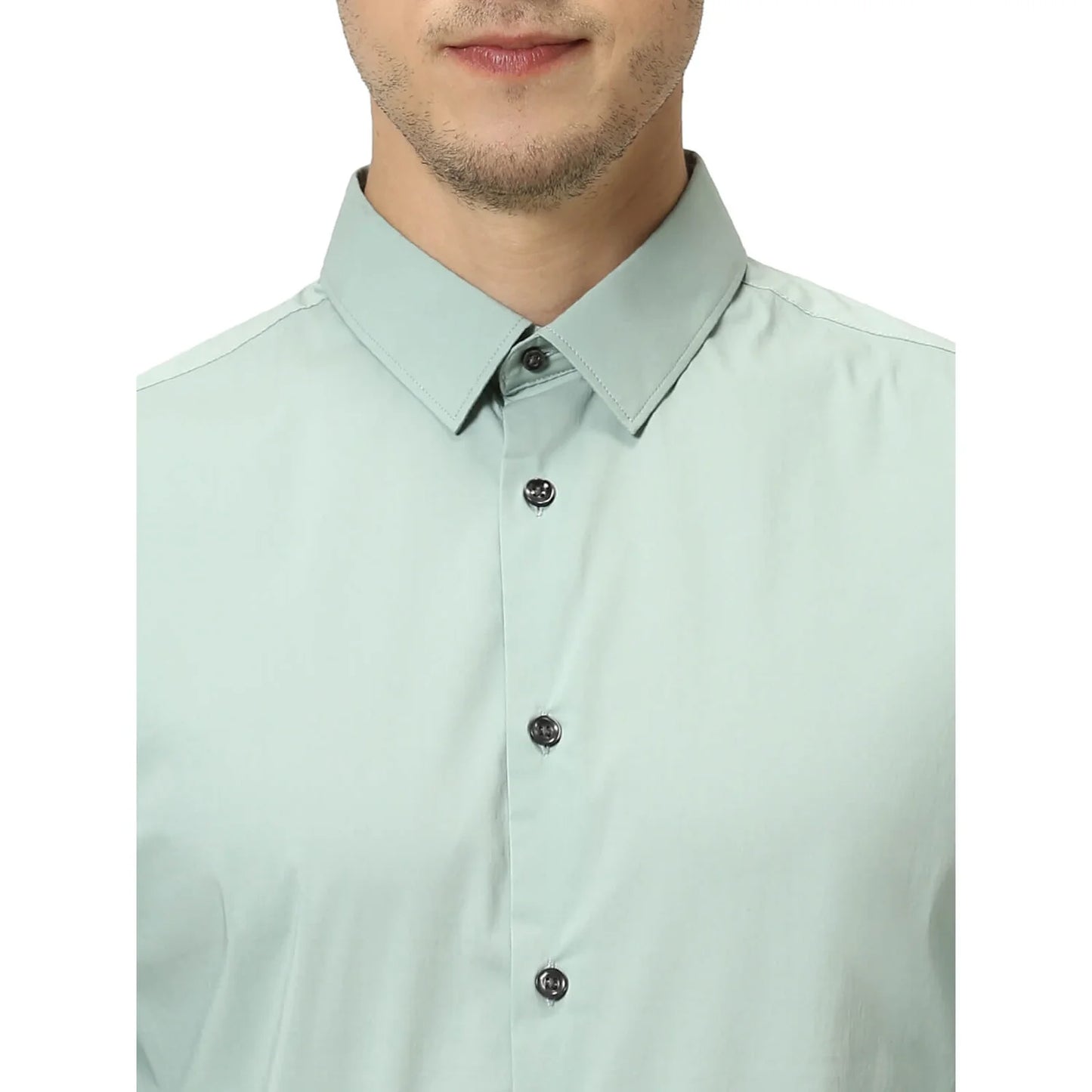 Green Solid Cotton Shirt