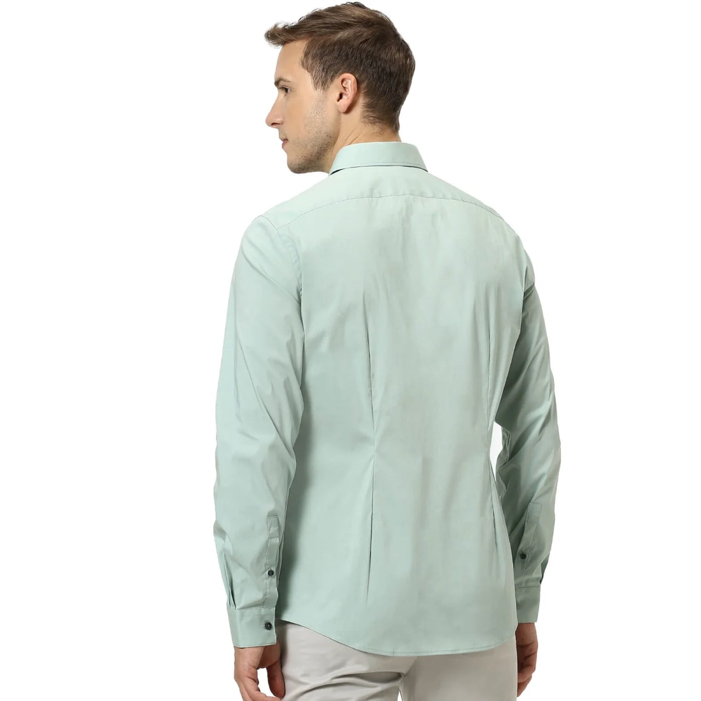 Green Solid Cotton Shirt