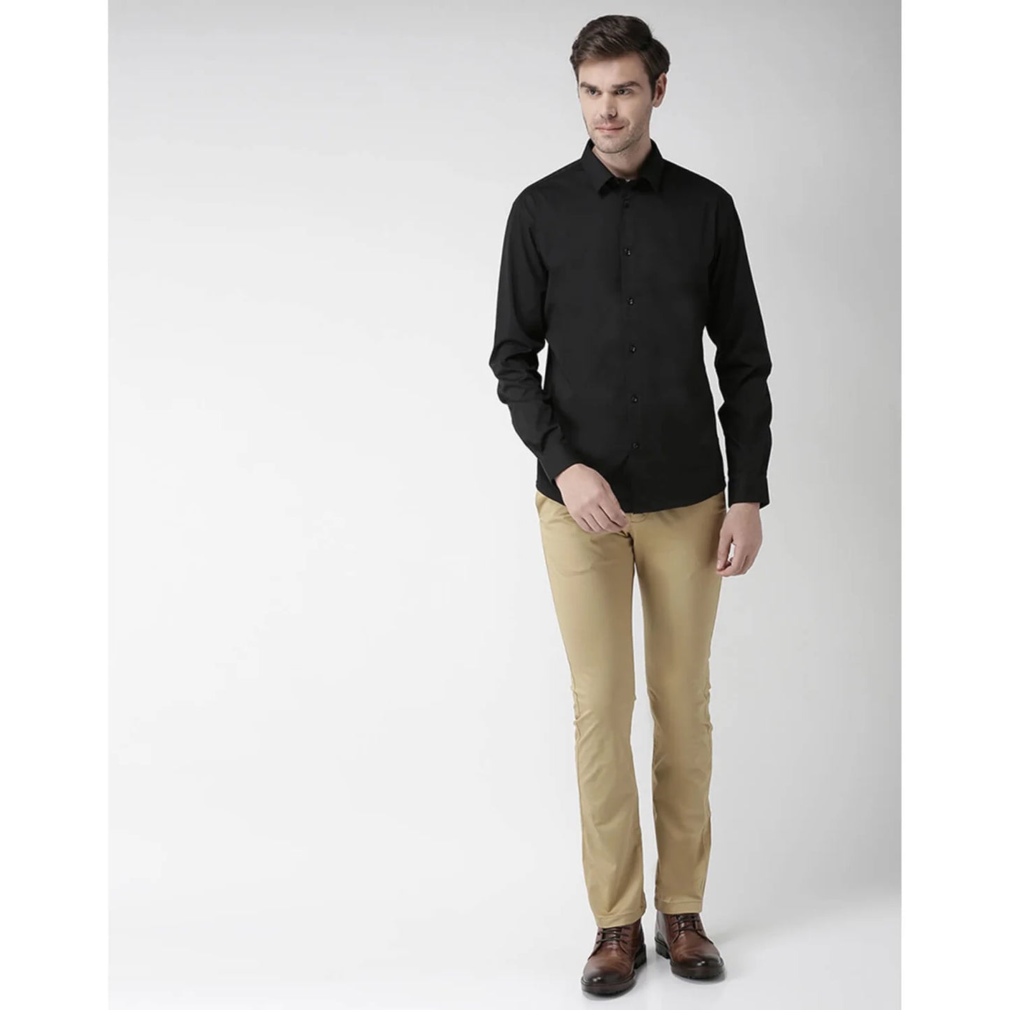 Black Solid Cotton Shirt