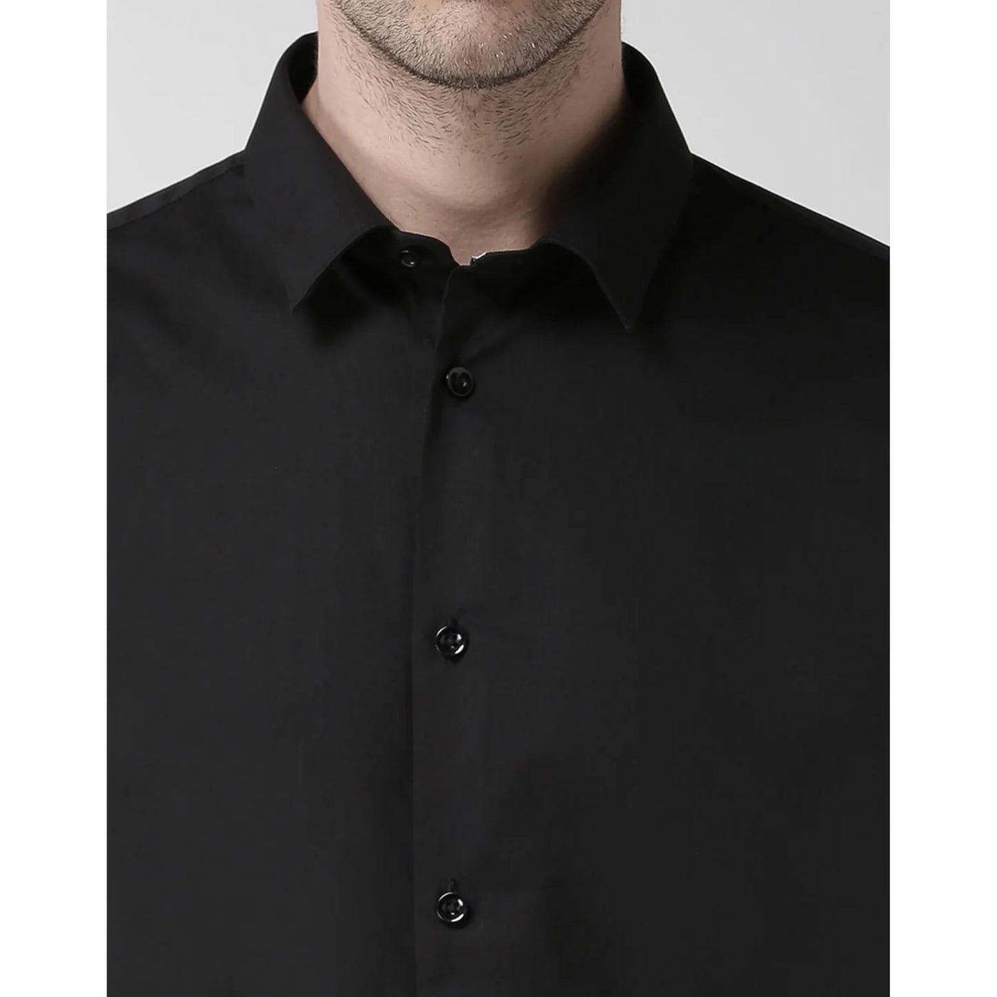 Black Solid Cotton Shirt