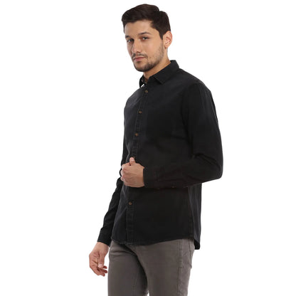 Black Solid Cotton Shirt