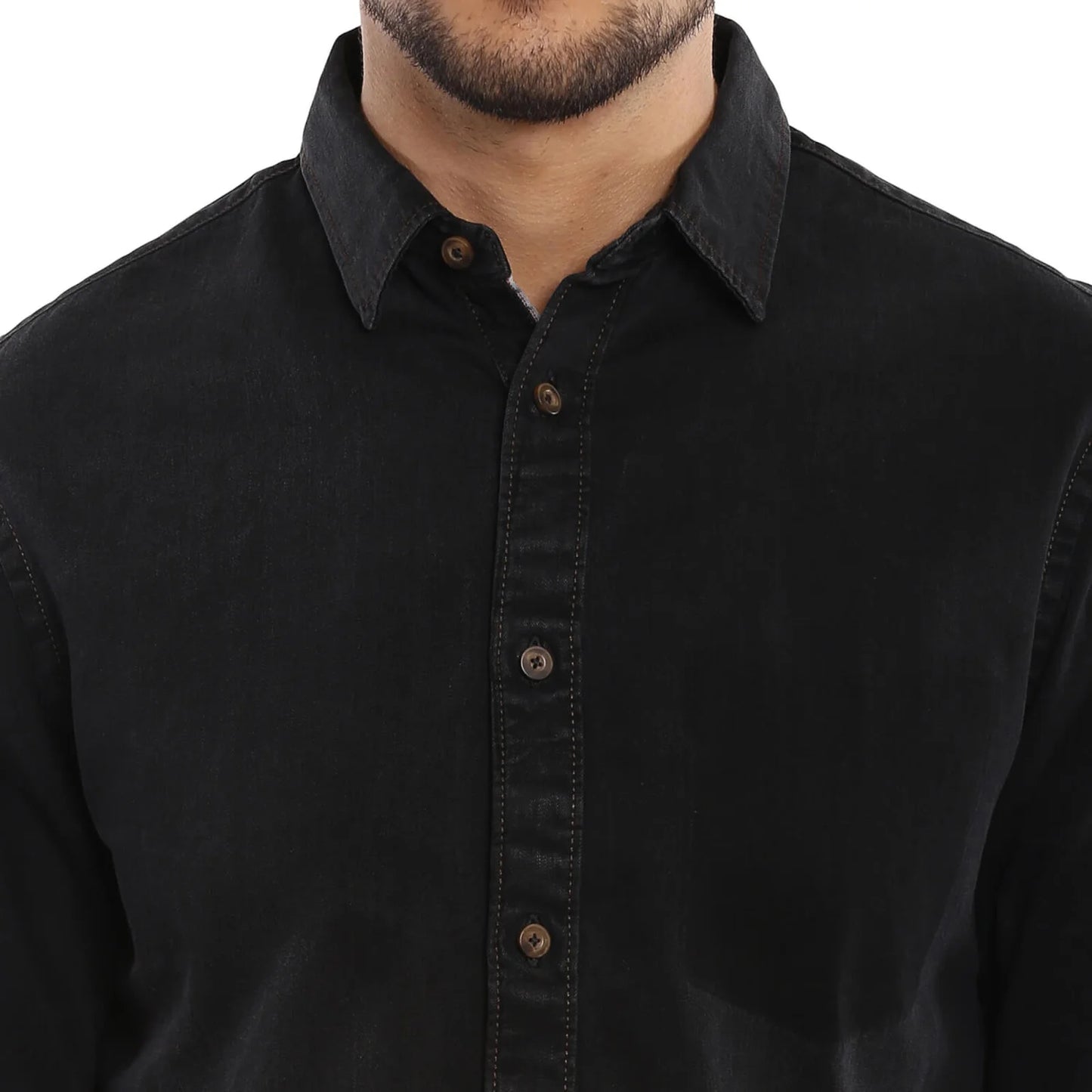 Black Solid Cotton Shirt