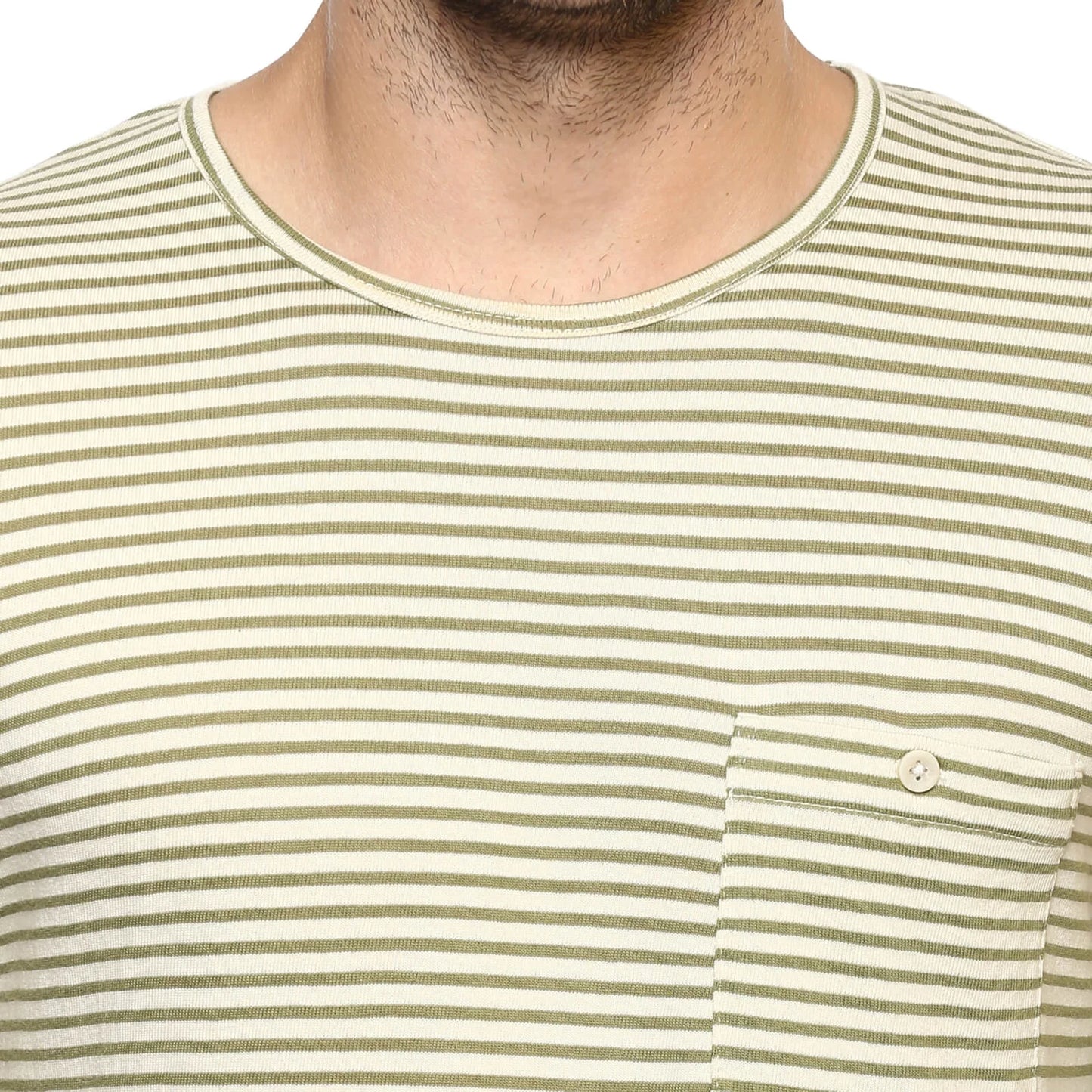 Green Striped Cotton T-shirt