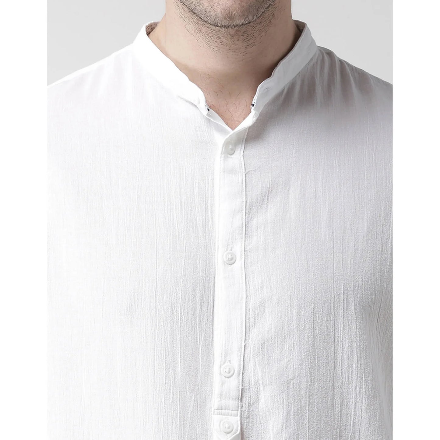 Off White Solid Cotton Shirt