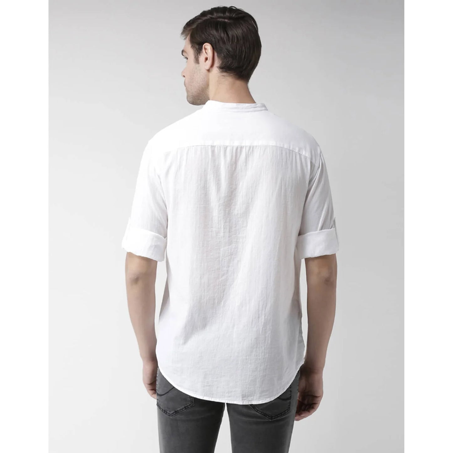 Off White Solid Cotton Shirt