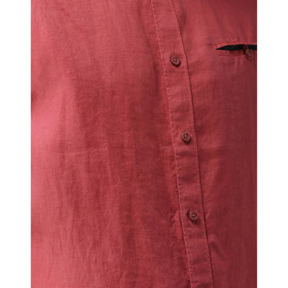 Red Solid Linen Shirt