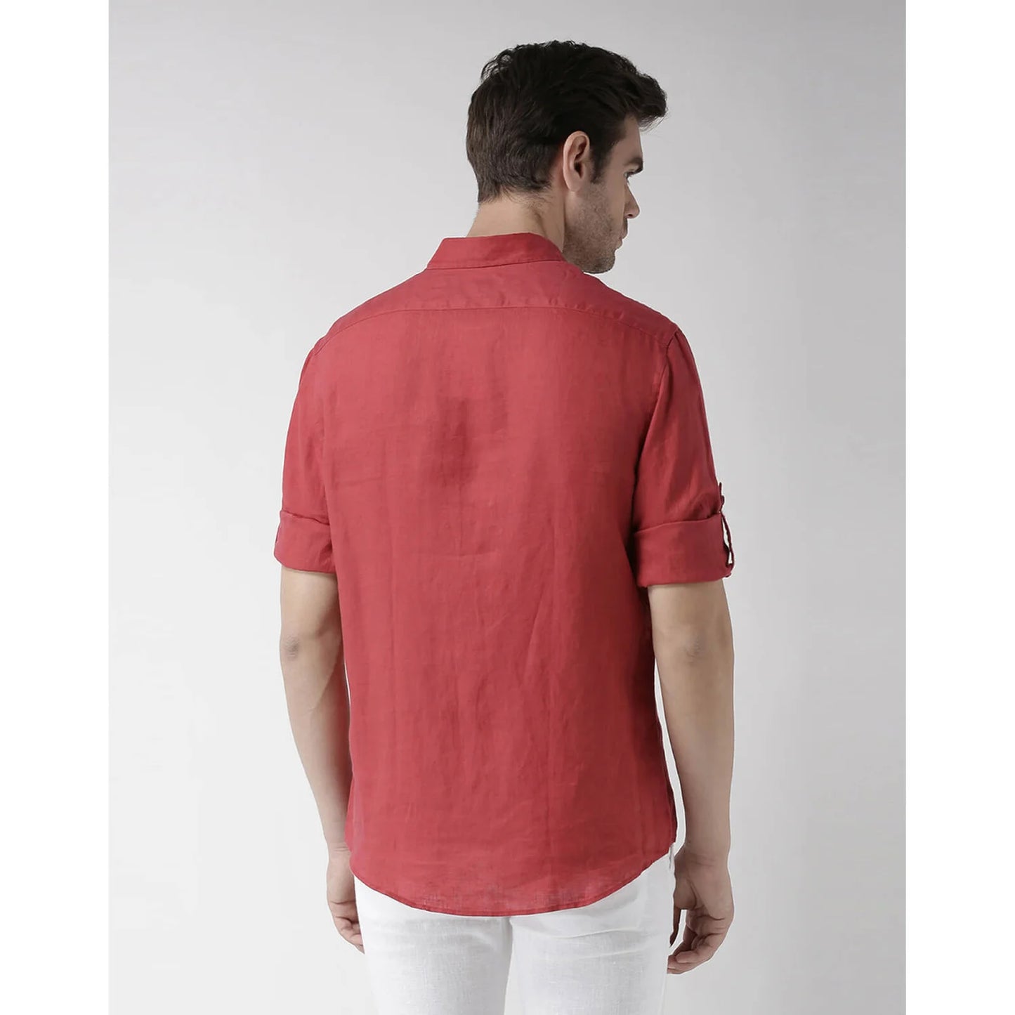 Red Solid Linen Shirt