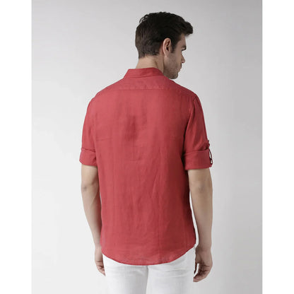 Red Solid Linen Shirt