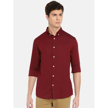 Maroon Solid Cotton Shirt