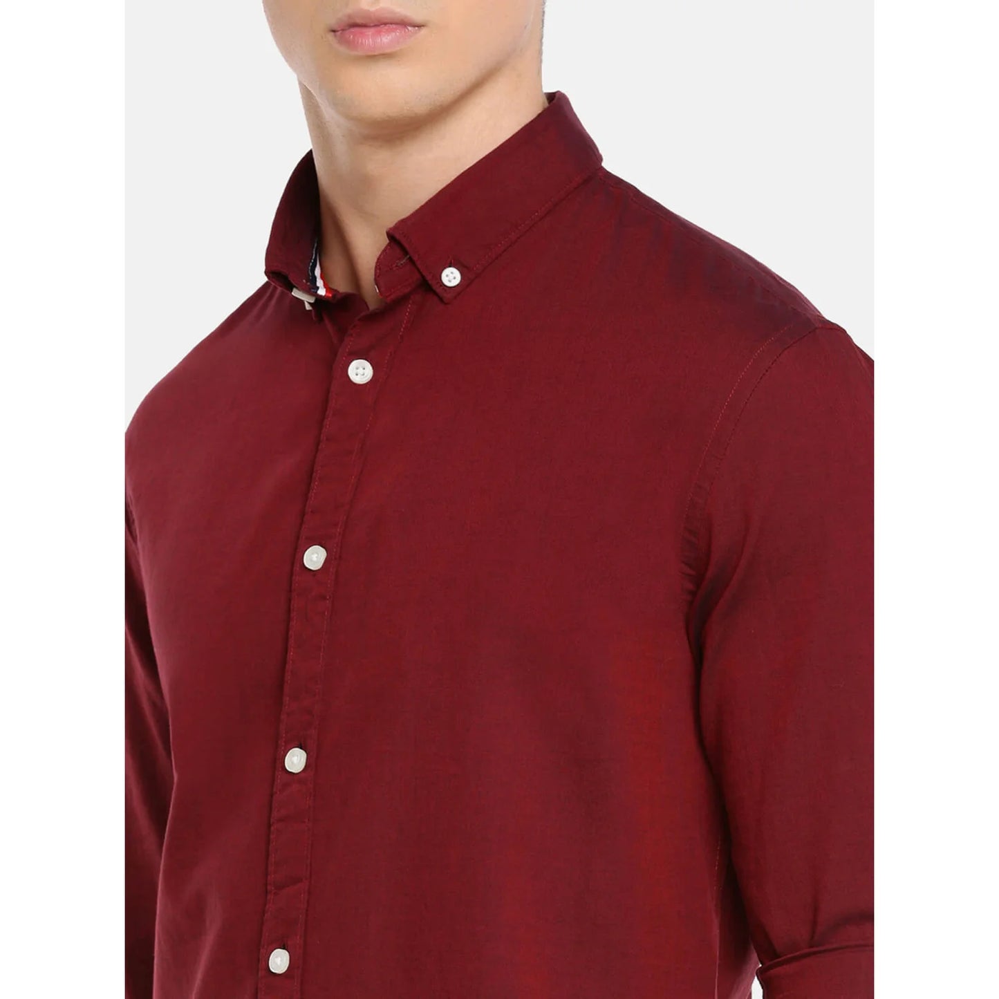 Maroon Solid Cotton Shirt