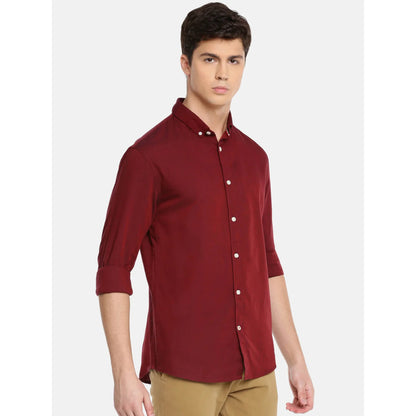 Maroon Solid Cotton Shirt