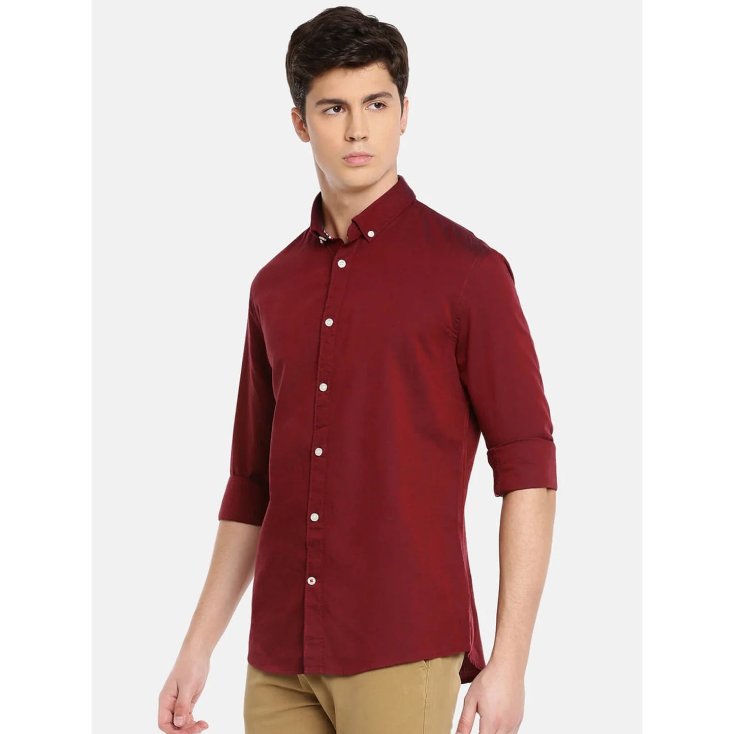 Maroon Solid Cotton Shirt