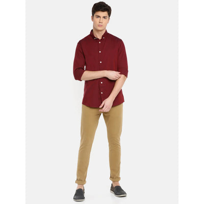 Maroon Solid Cotton Shirt