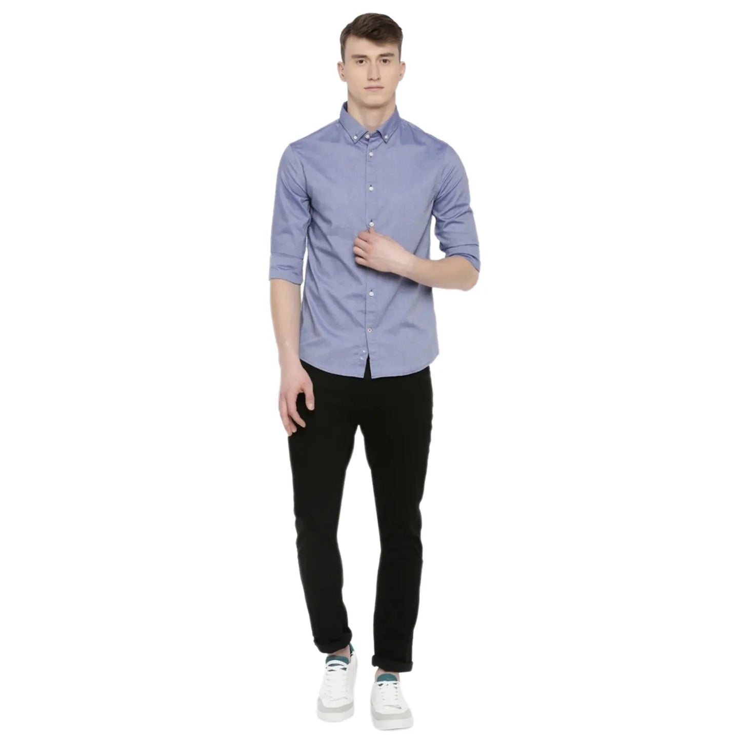 Blue Solid Cotton Shirt