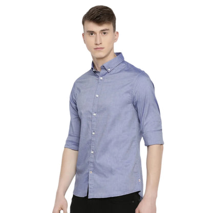 Blue Solid Cotton Shirt