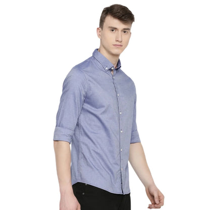 Blue Solid Cotton Shirt