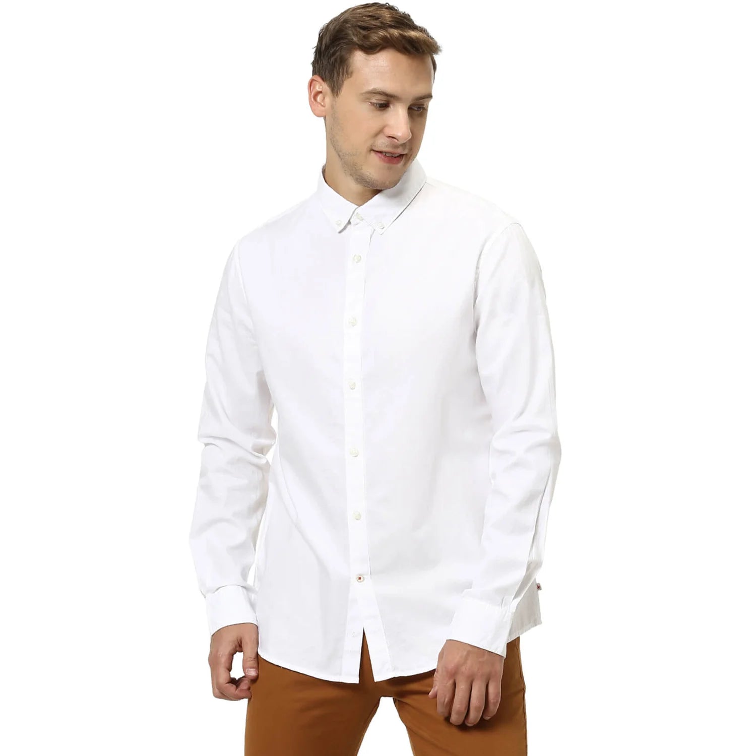 White Solid Cotton Shirt