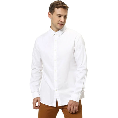 White Solid Cotton Formal Shirt