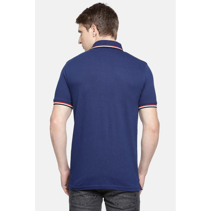 Navy Blue Solid Cotton Polo