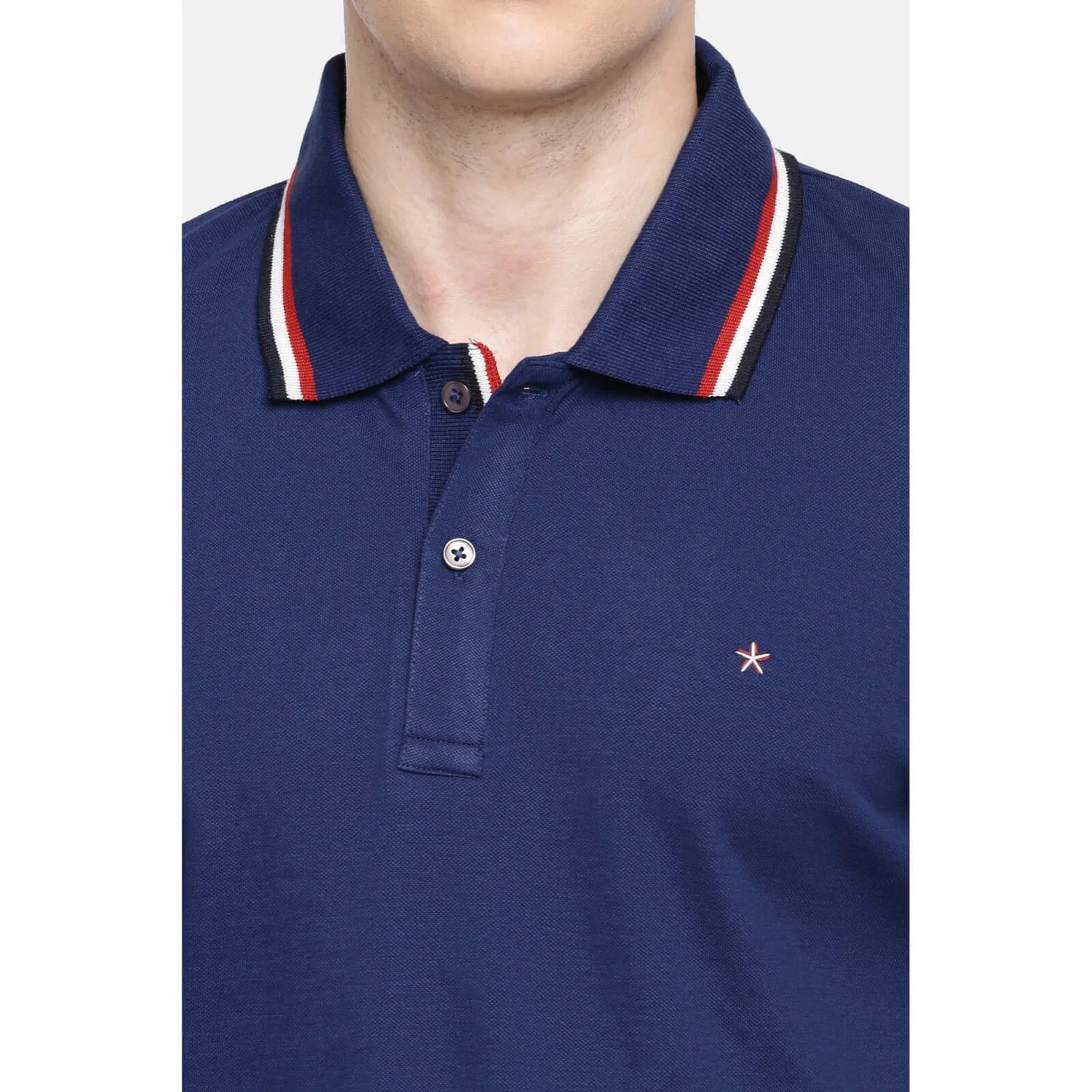 Navy Blue Solid Cotton Polo