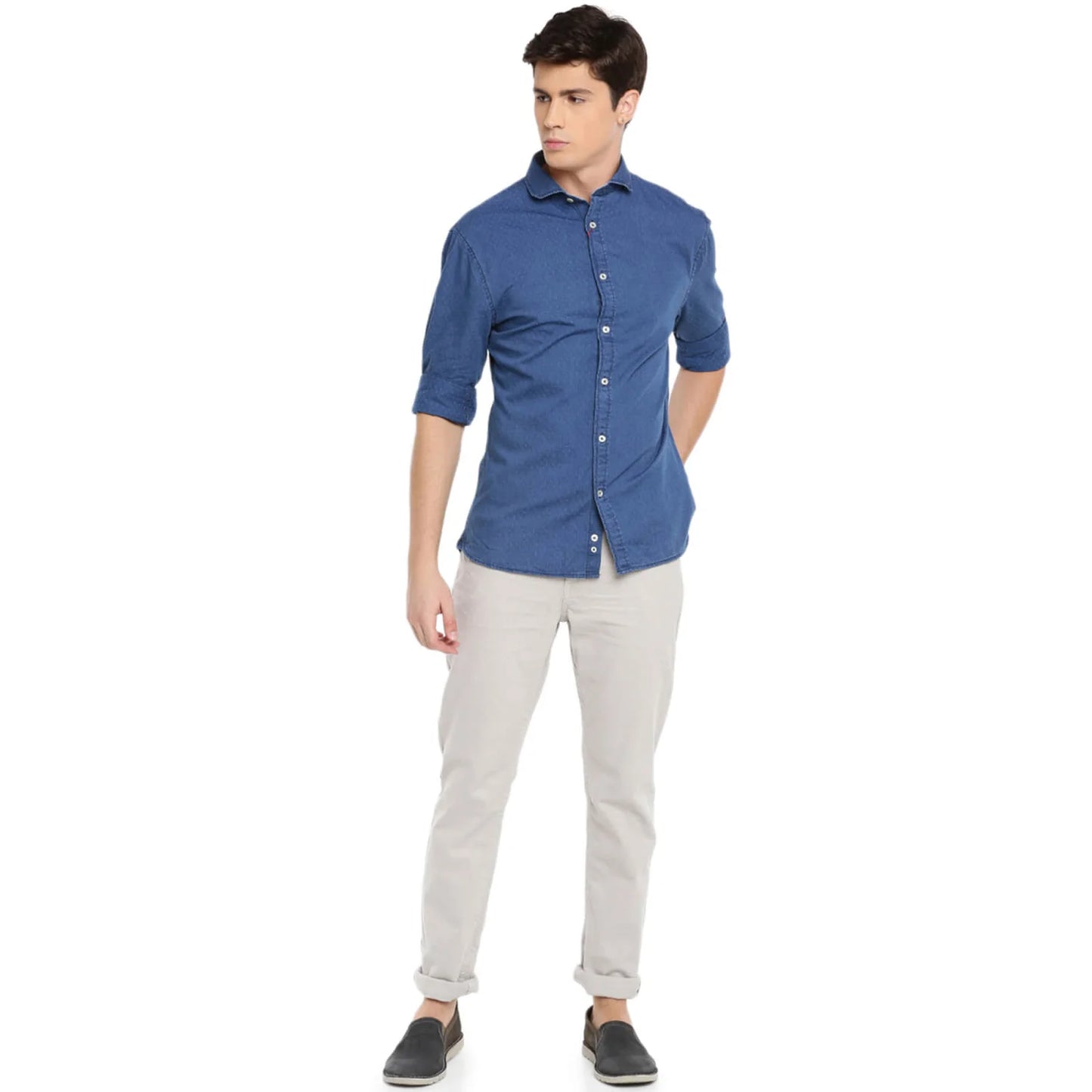 Blue Solid Cotton Shirt