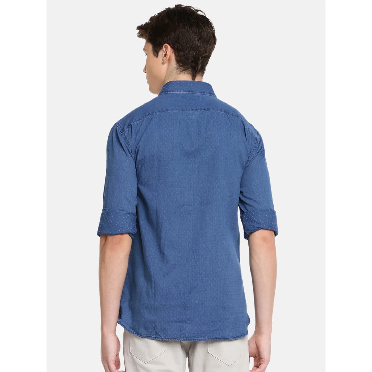 Blue Solid Cotton Shirt