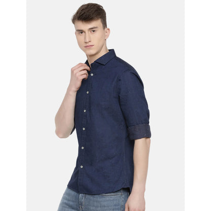 Blue Solid Cotton Shirt