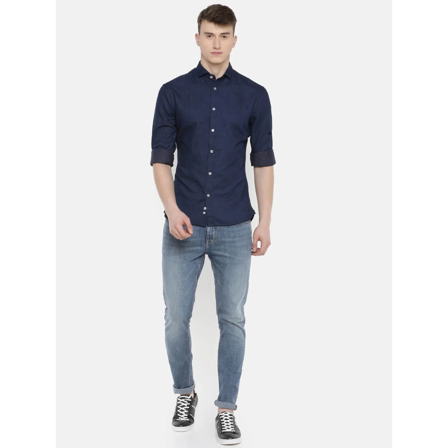 Blue Solid Cotton Shirt