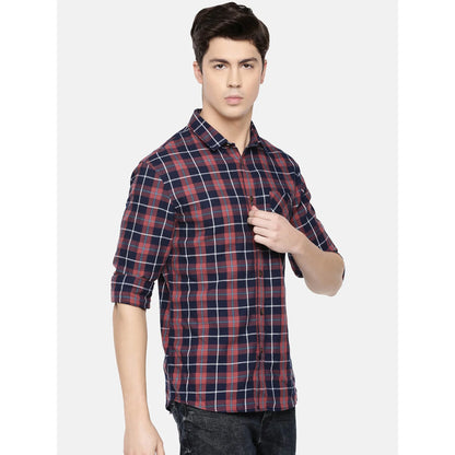 Navy Blue Checks Cotton Shirt