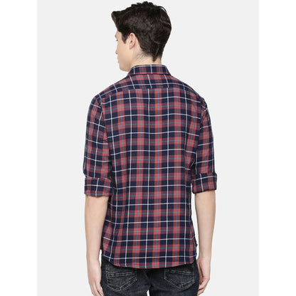 Navy Blue Checks Cotton Shirt