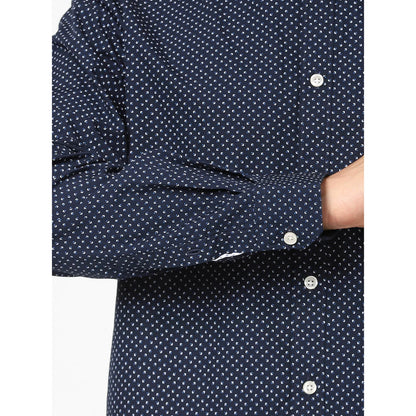 Navy Blue Printed Cotton Shirt