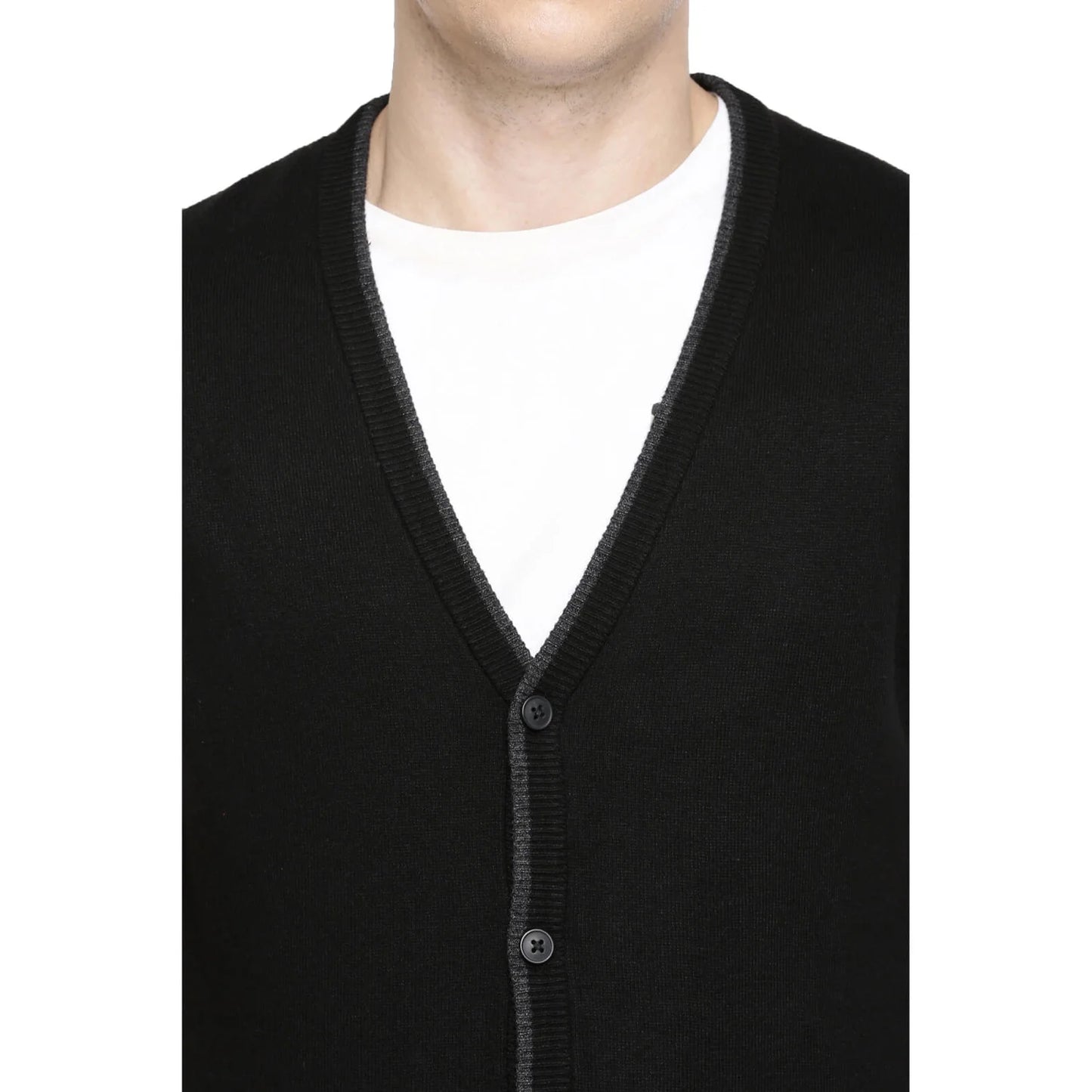 Black Solid Cotton Sweater