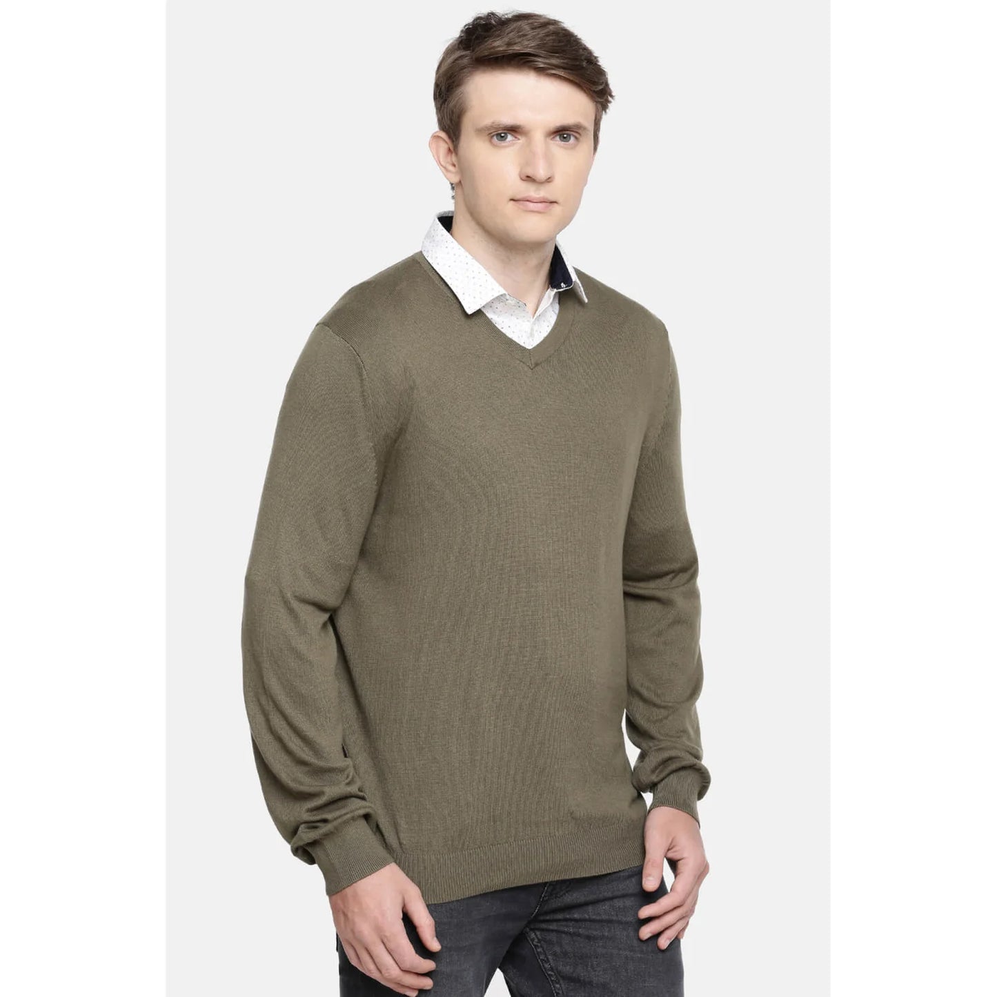 Green Solid Cotton Sweater